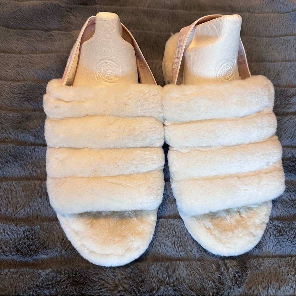 UGG Oh Yeah Slide Sandals - women’s size 10 - Shearling Fuzzy Slippers